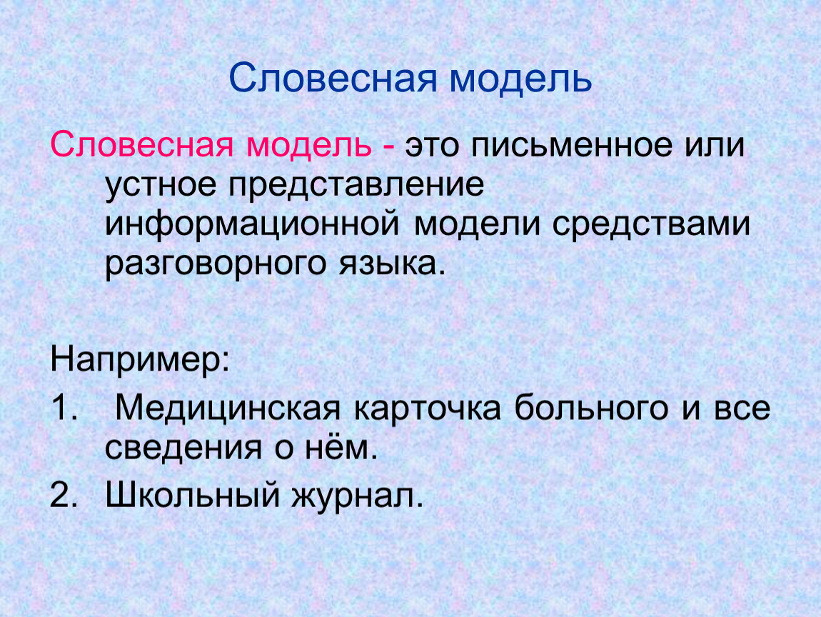 Модель это. Словесная модель примеры Информатика. Примеры словных моделей. Словесные модели примеры. Словесное моделирование.