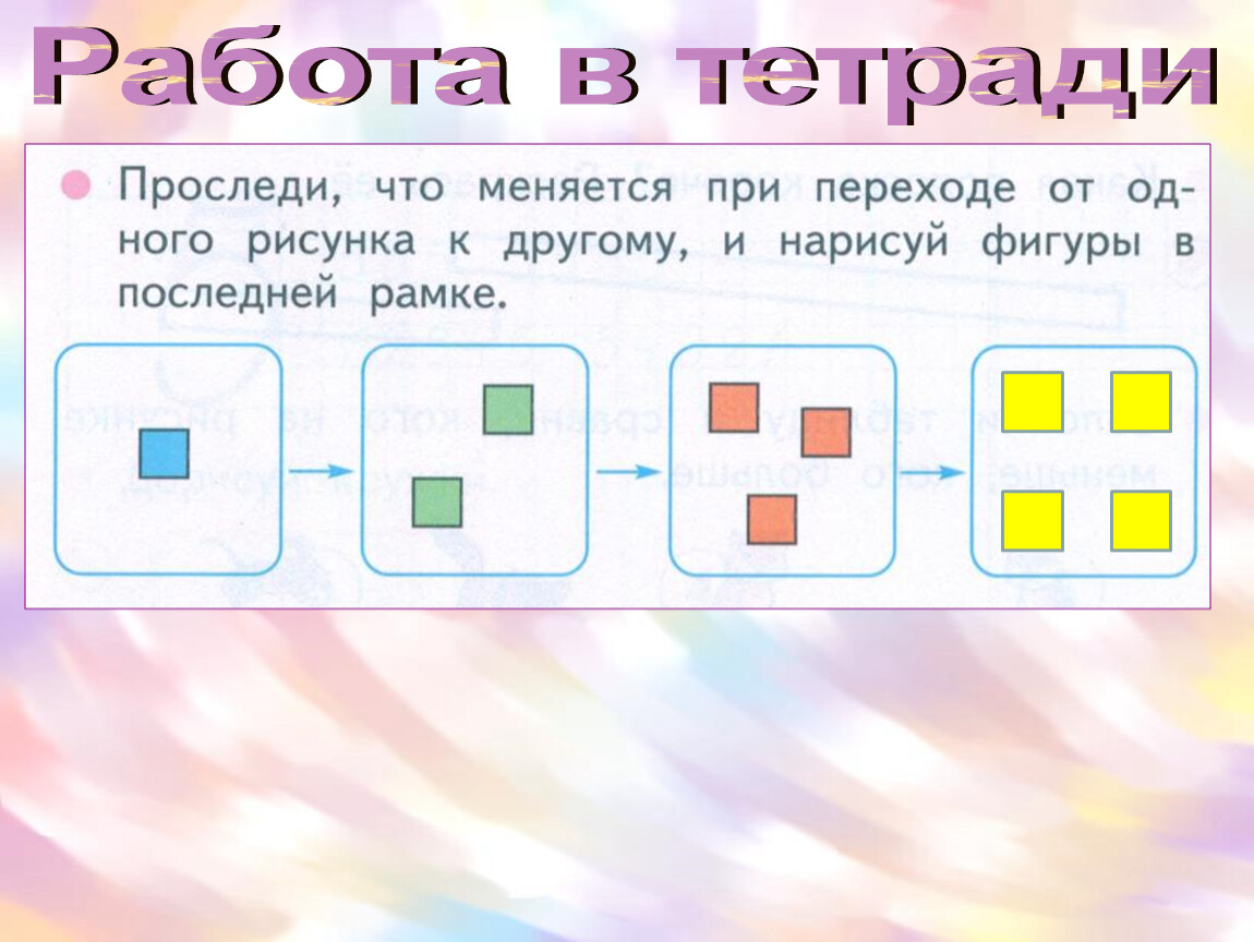 Презентация число 4. Проследи что меняется при переходе от одного. Проследи что меняется при переходе от одного рисунка. Проследи что меняется при переходе от одного рисунка к другому. Проследи что меняется в фигурах.