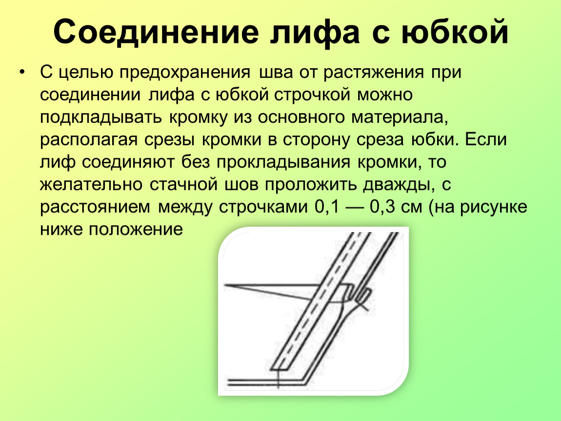 Соединение юбки с лифом схема