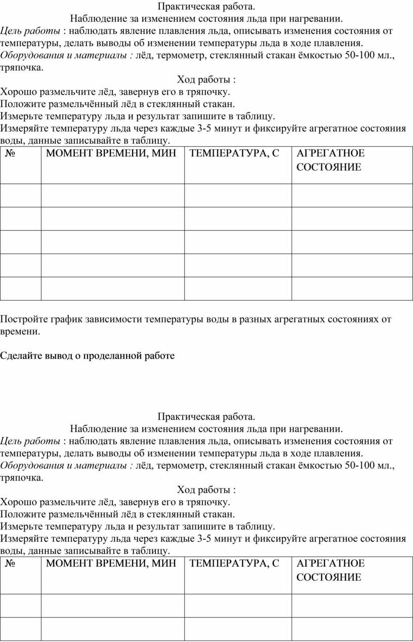 Практическая работа наблюдение. Практическая работа наблюдение за изменением состояния льда. Наблюдение за изменением состояния льда при нагревании. Наблюдение за изменением состояния льда при нагревании таблица.