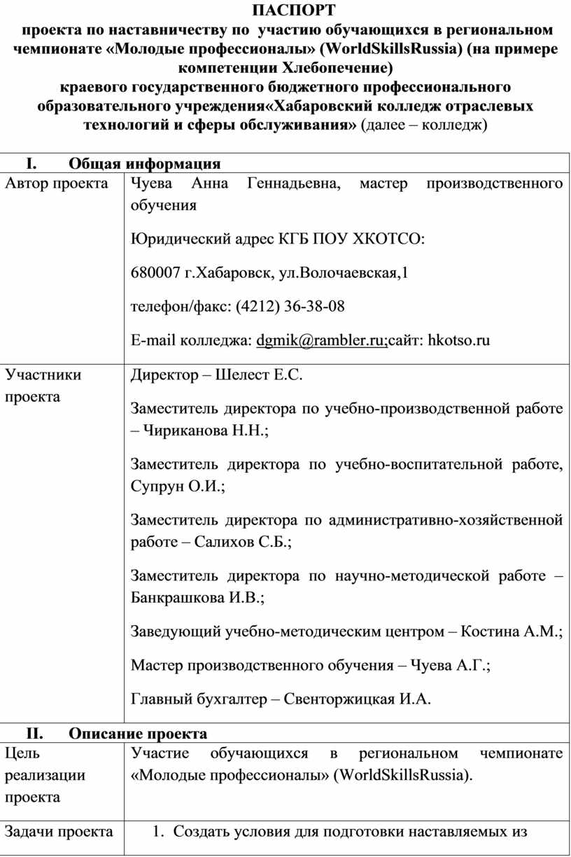 Паспорт федерального проекта