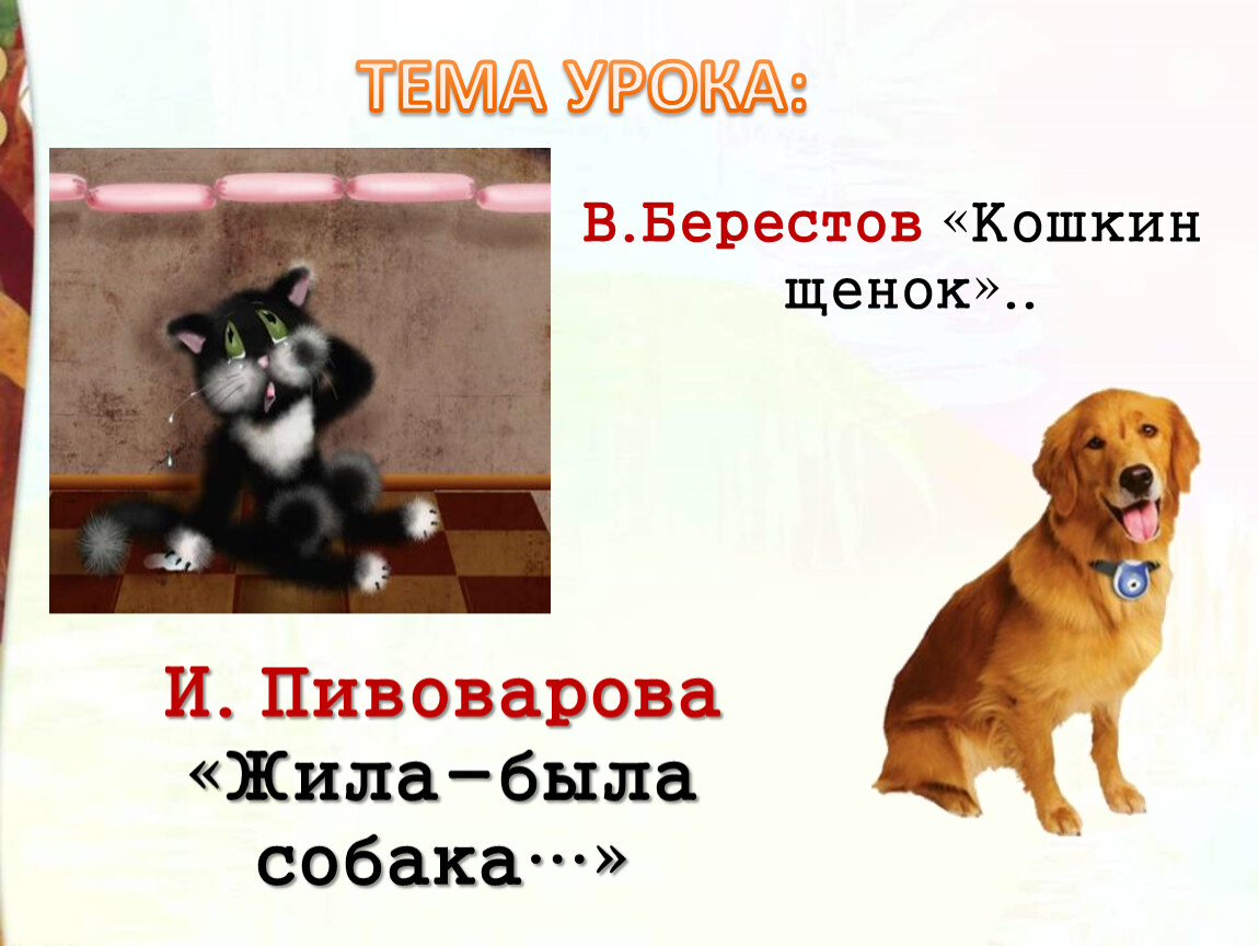 Собака 2 класс. Кошкин щенок Берестов. Берестов Кошкин щенок презентация 2 класс школа России. Жила была собака Пивоварова. Кошкин щенок характер щенка.