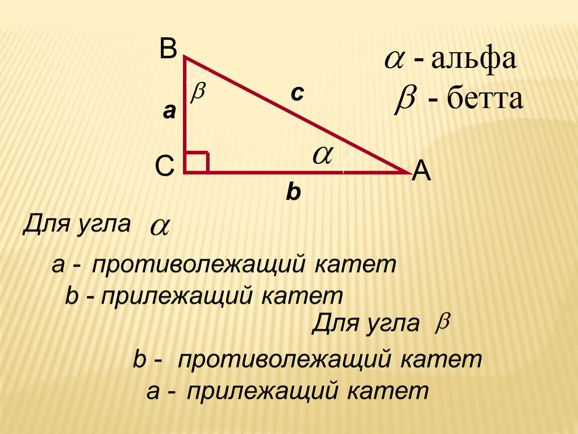 Катет прямоугольного треугольника через тангенс