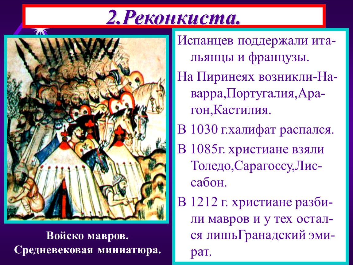 С каким событием связано слово реконкиста. События Реконкисты. Реконкиста на Пиренейском полуострове. Реконкиста в Испании. Реконкиста средневековье.