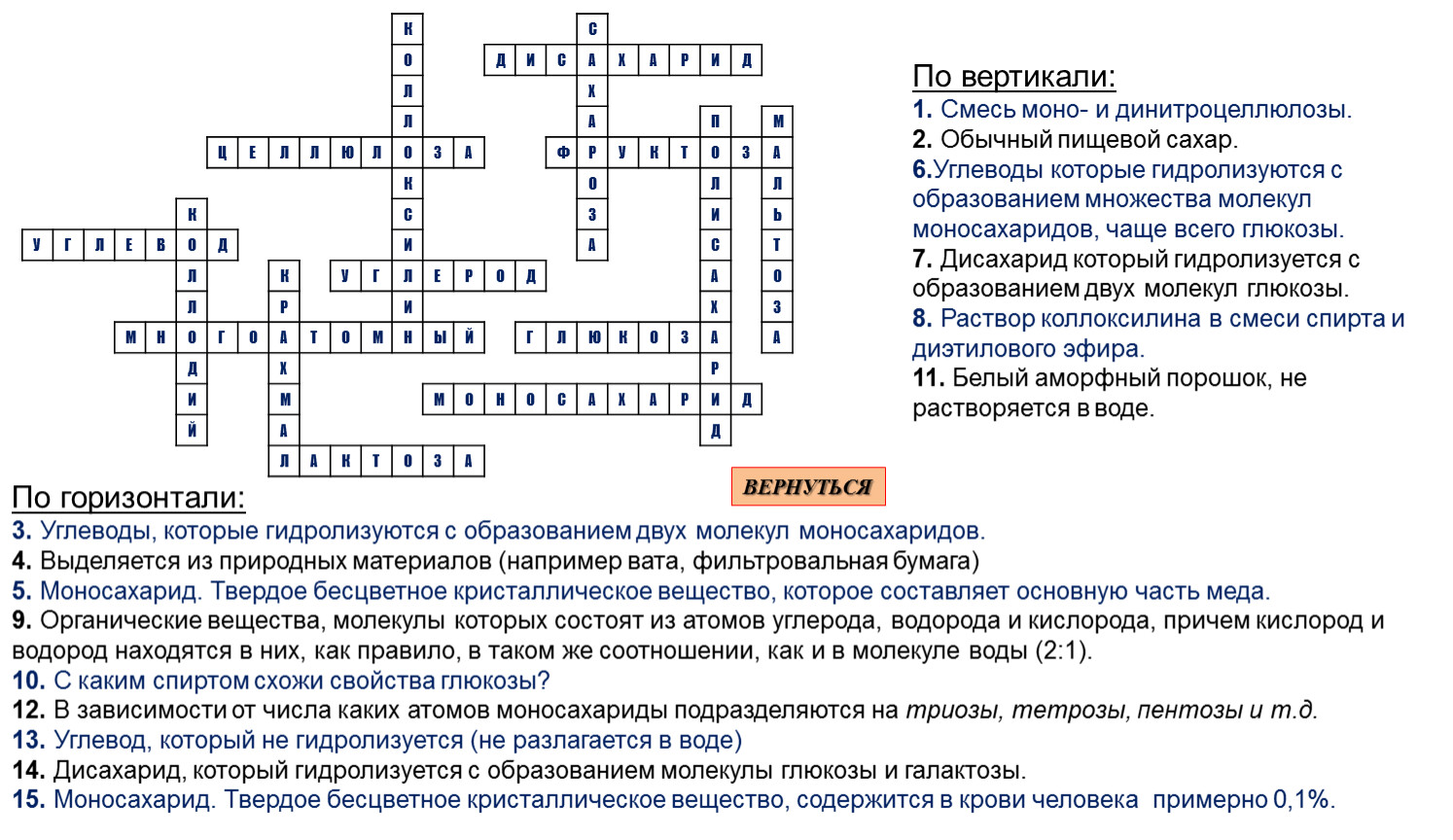 Кроссворд по теме 