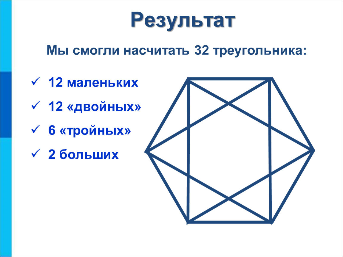 Сосчитай сколько треугольников в фигуре изображенной на рисунке