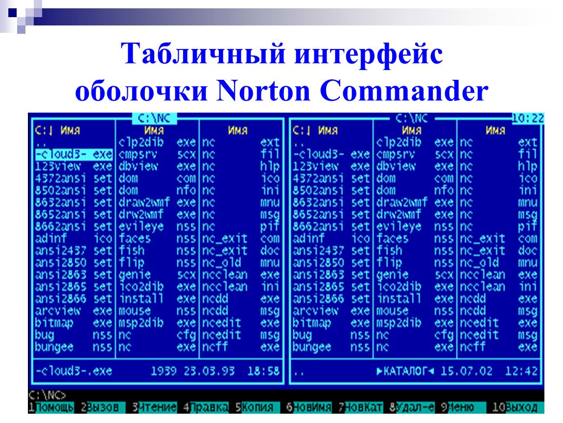 Norton commander dos. Файловый менеджер Norton Commander. Опишите Интерфейс оболочки ОС Norton Commander.. Оболочка Нортон коммандер. Программная оболочка Norton Commander.