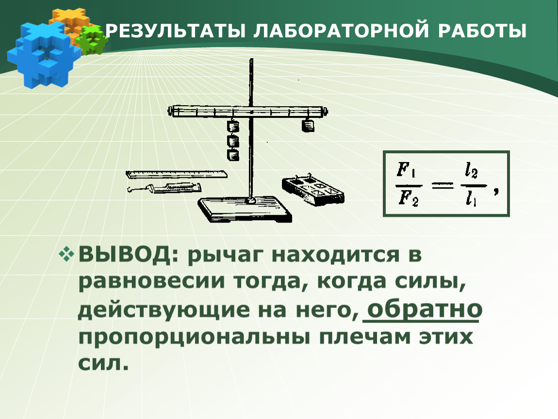 Л/р № 9 «Исследование условий равновесия рычага»