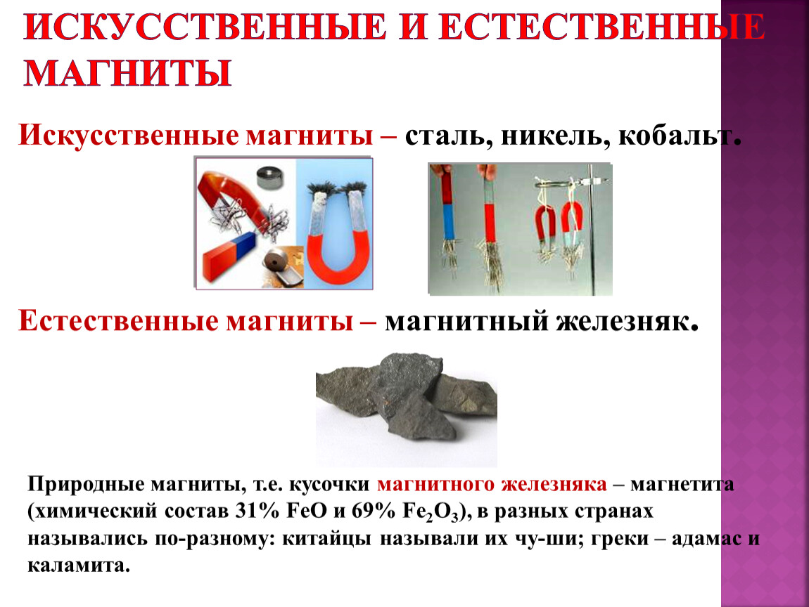 Естественные и искусственные магниты презентация