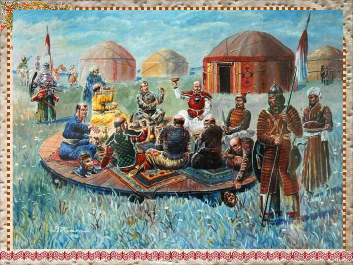 Какие народы были в золотой орде. Пир монголов на реке Калке картина. Пир монголов на реке Калка. Монголы пируют после битвы на Калке. Монгольская Империя битва на Калке пир.