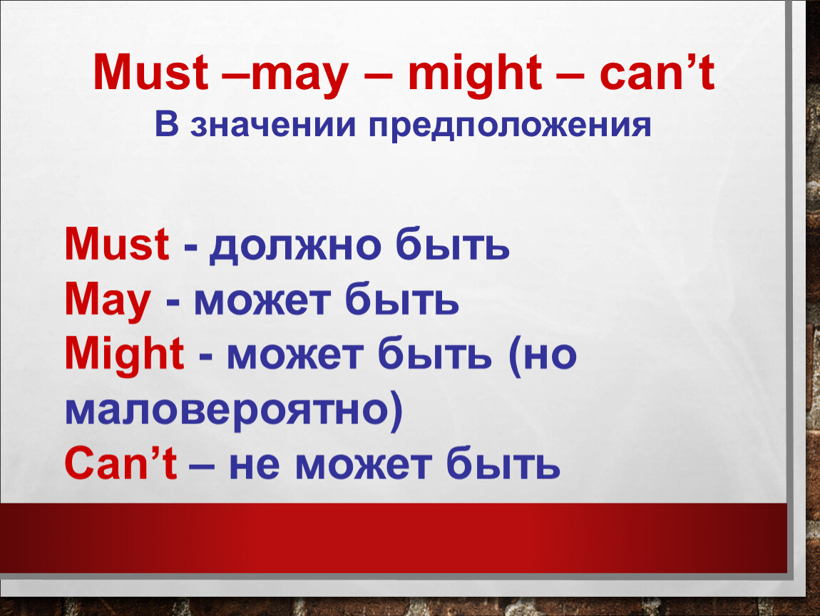 Must might. Модальные глаголы must May can can't. Глаголы May must. Might в значении предположения. Must May might can t правило.