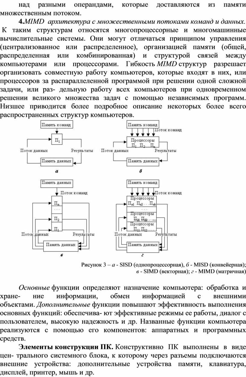 Классификация современных компьютеров архитектура пк