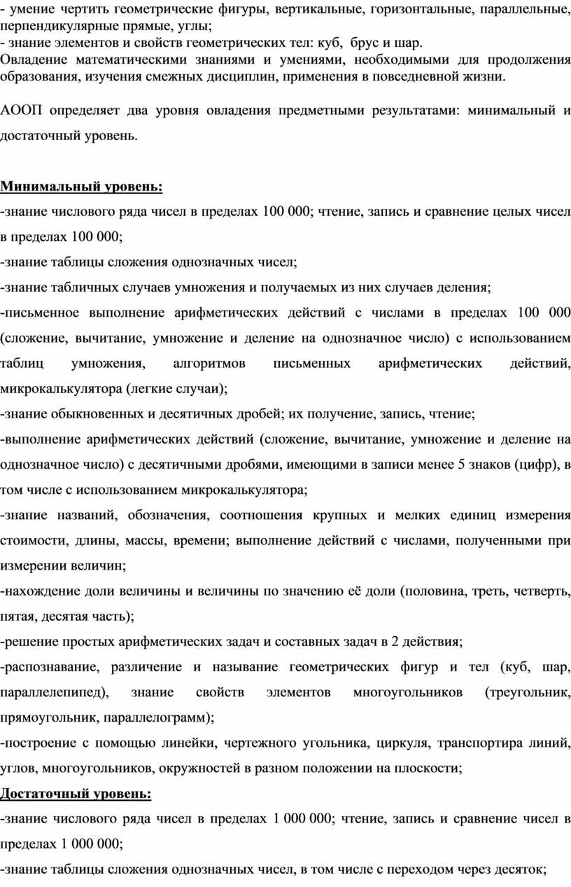 Адаптированная рабочая программа по математике 6 класс