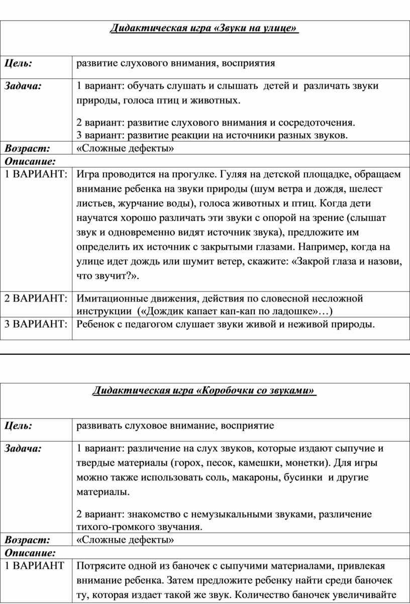 Дидактические игры для развития слухового восприятия у младших школьников