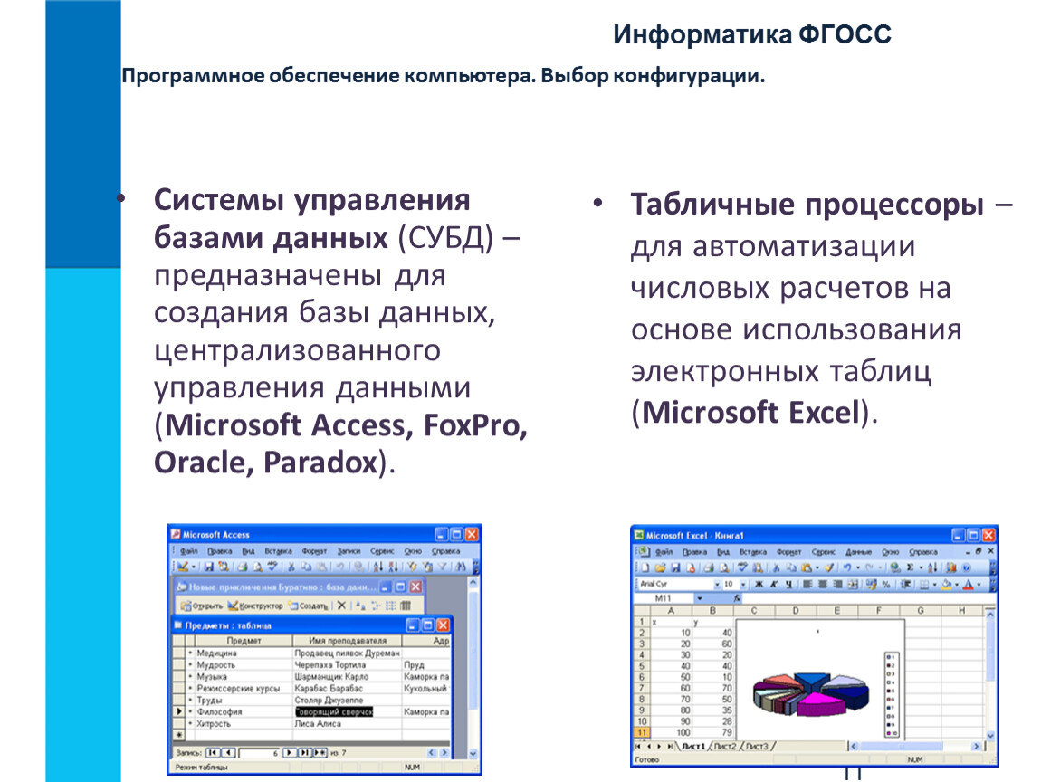 Программное обеспечение обработки информации. База данных программного обеспечения пример. Табличный процессор MS access. К системам управления базами данных относятся программы. Системы управления базами данных названия программ.