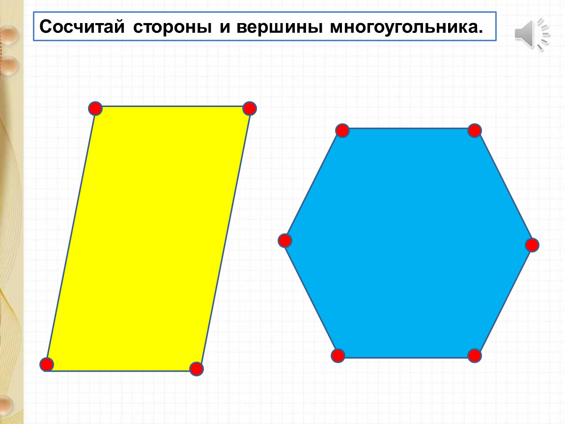 Стороны многоугольника это. Сосчитай стороны и вершины многоугольника. Вершины многоугольника 1 класс. Вершина многоугольника это 2 класс. Стороны и вершины многоугольников 1 класс.