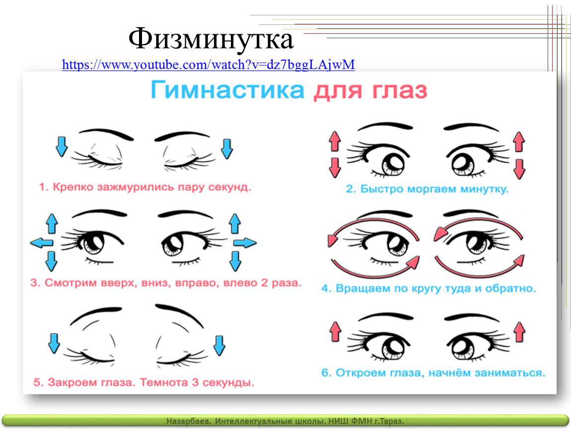 Схема гимнастика для глаз