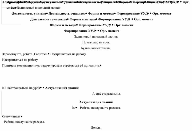 Ход урока
