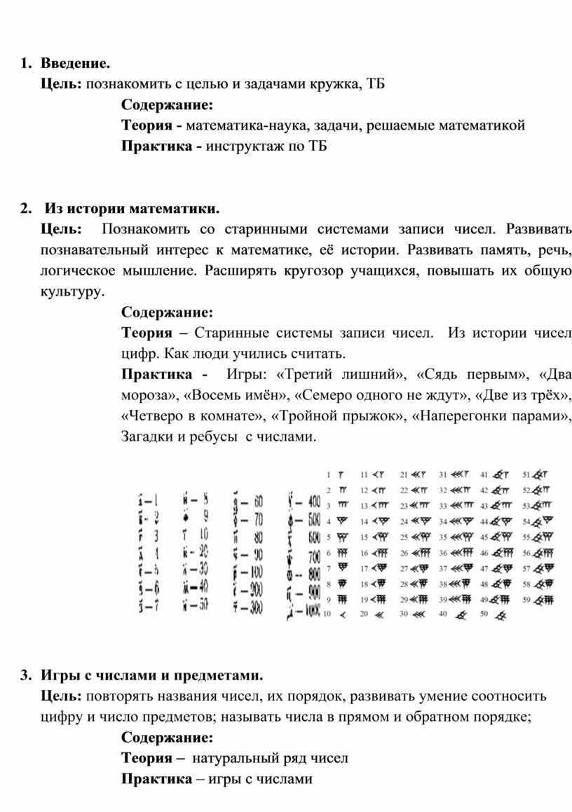 Рабочая программа кружка математики 