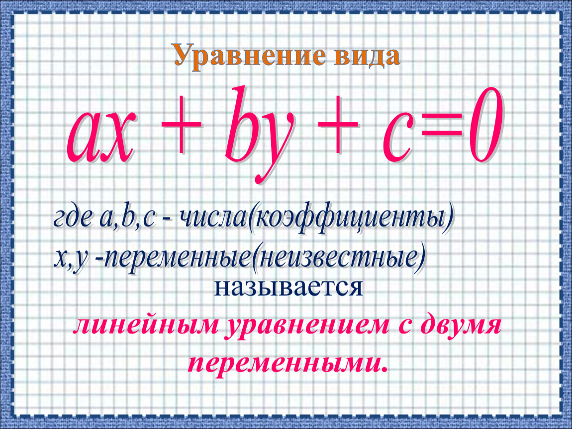 Линейные уравнения с двумя переменными 6 класс