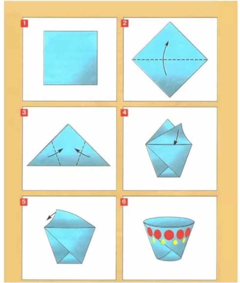Оригами стаканчик схема