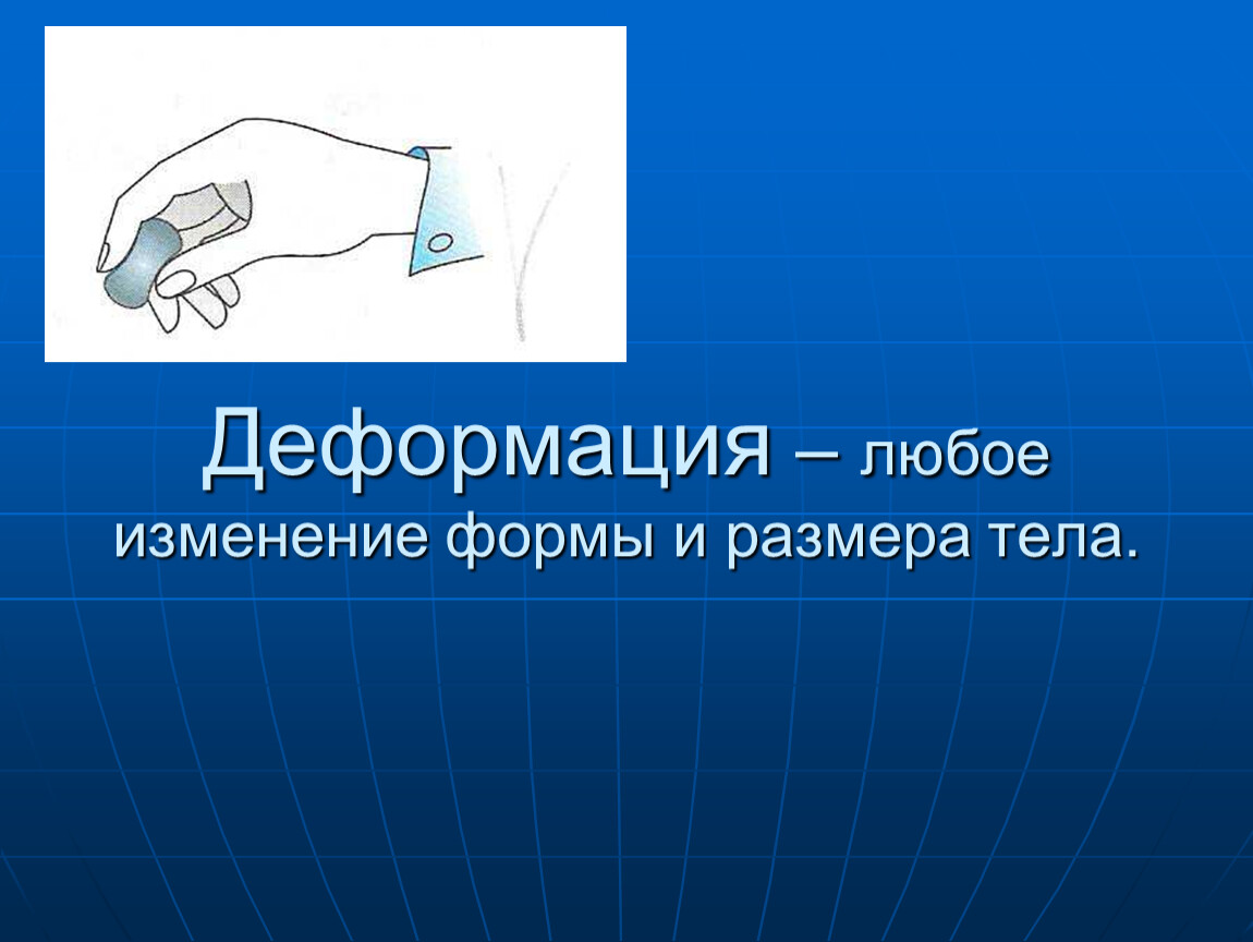 Изменение формы и размеров. Деформация называется любое изменение формы и размера тела. Деформация всякое изменение формы. Деформация 7 класс. Деформация физика 7 класс.