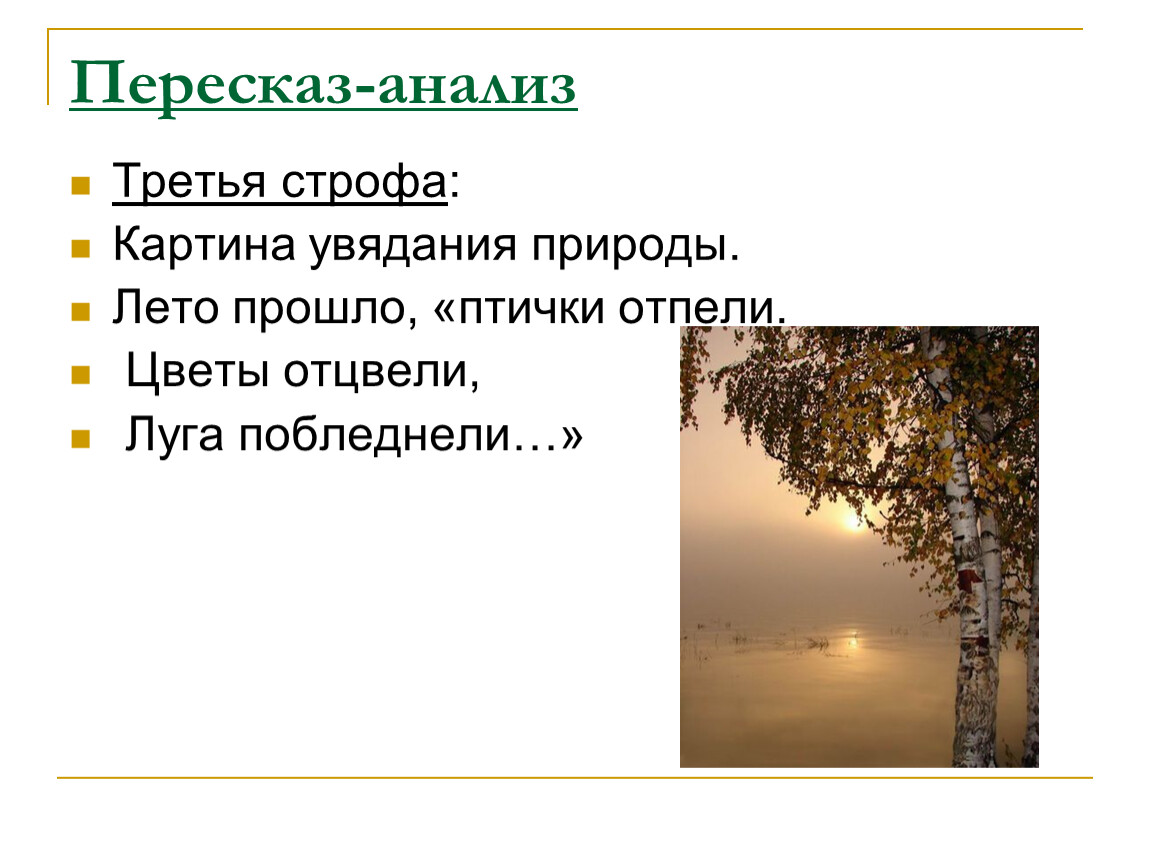 Анализ стихотворения листья тютчев 6 класс. Ф.И.Тютчева 