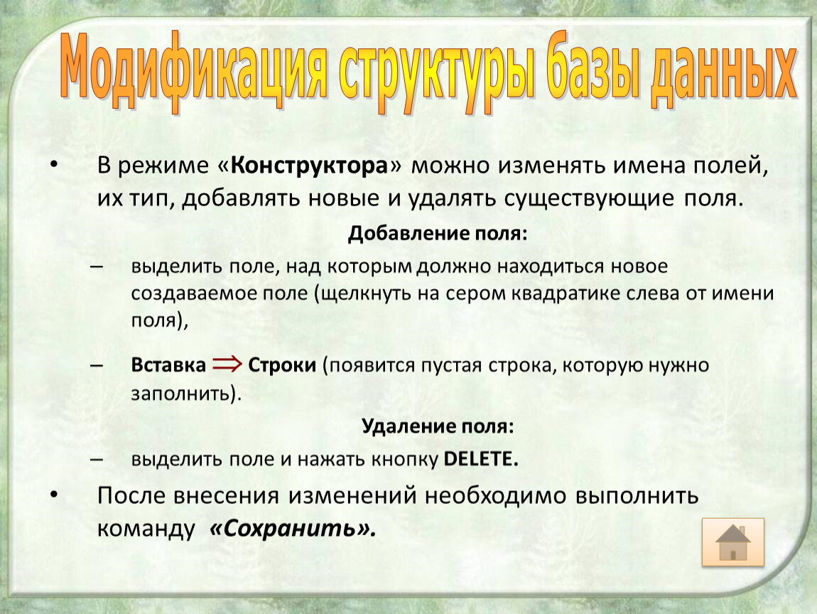 Типы добавить. Поля имя. Как можно изменить название поля. Как можно переименовать поле. 10. Как можно переименовать поле?.