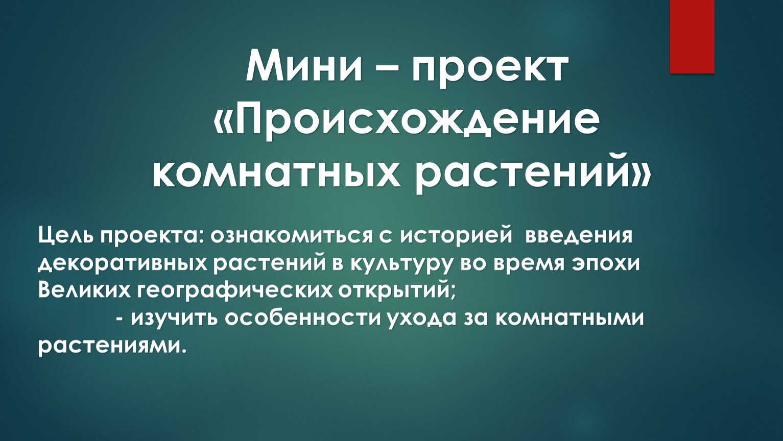 Мини – проект «Происхождение комнатных растений»