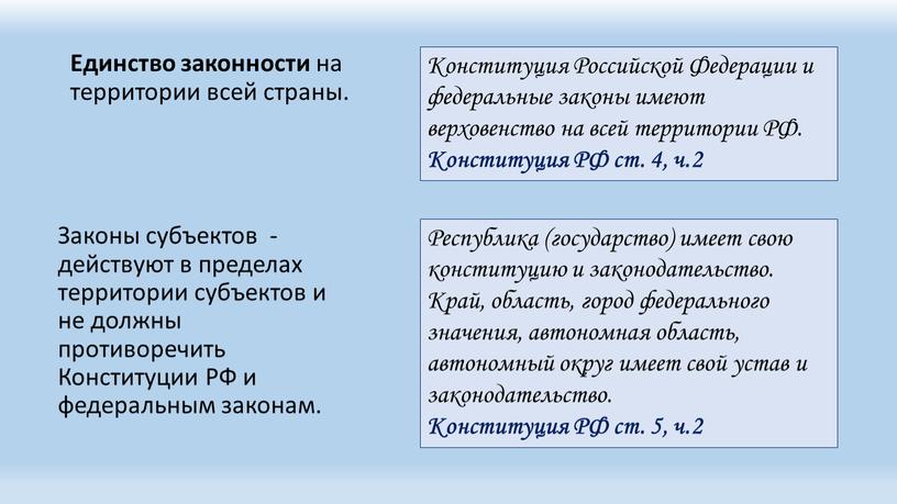 Единство законности на территории всей страны