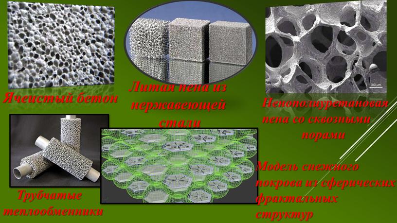 Ячеистый бетон Пенополиуретановая пена со сквозными порами