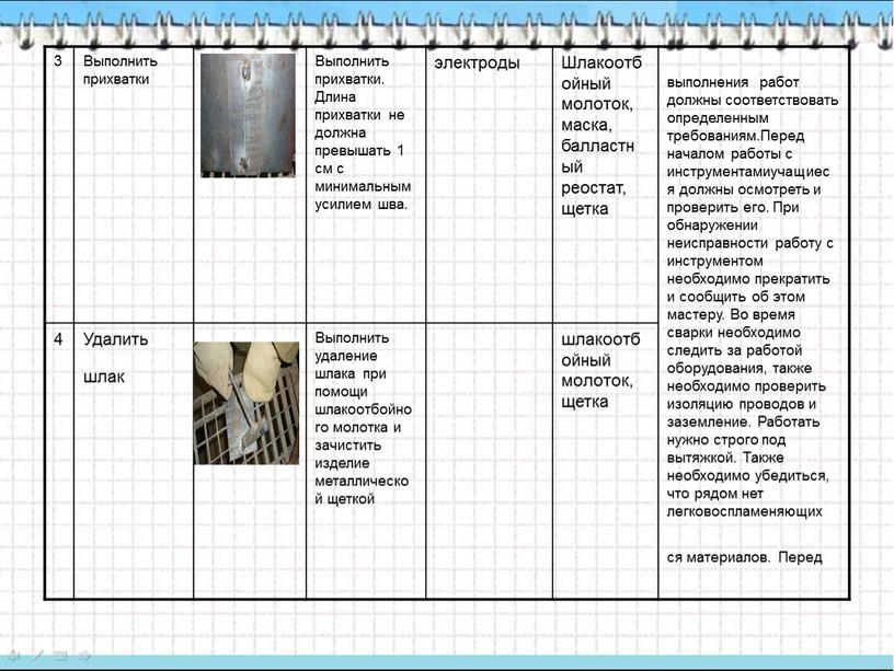 Выполнить прихватки Выполнить прихватки