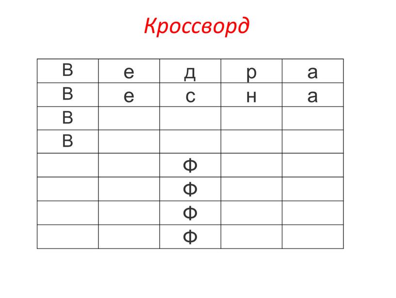 Кроссворд В е д р а с н Ф