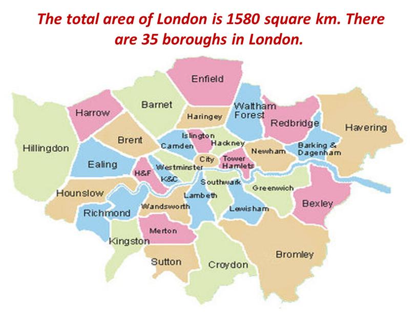 The total area of London is 1580 square km