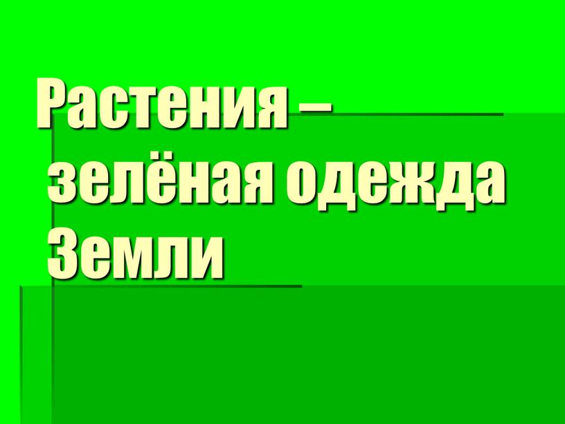 Растения – зелёная одежда Земли