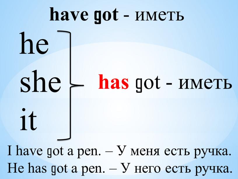 I have got a pen. – У меня есть ручка