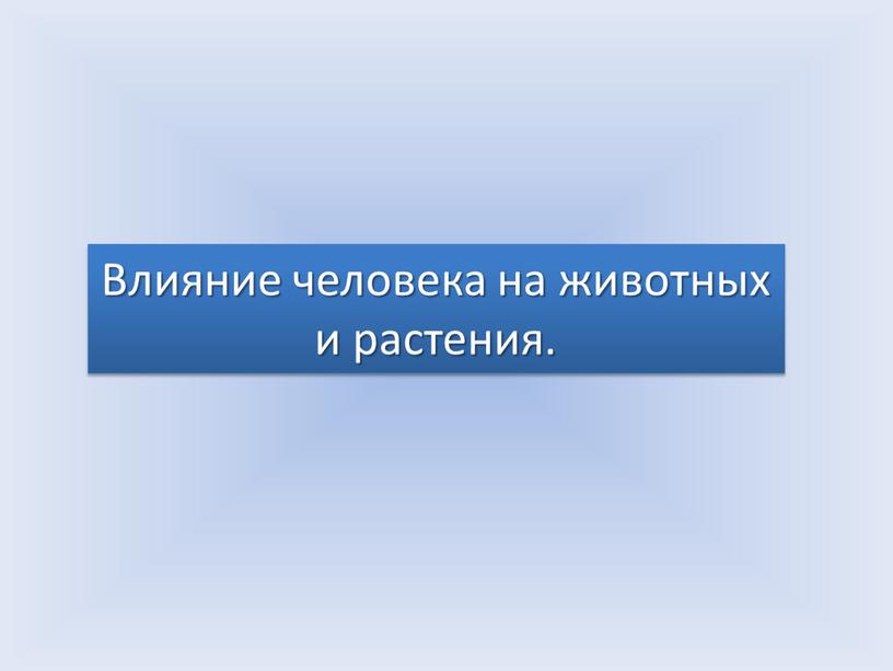 Влияние человека на животных и растения