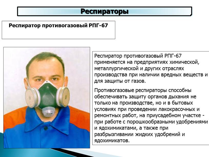 Респираторы Респиратор противогазовый