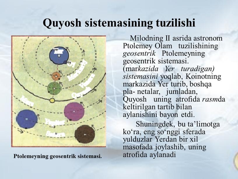 Quyosh sistemasining tuzilishi