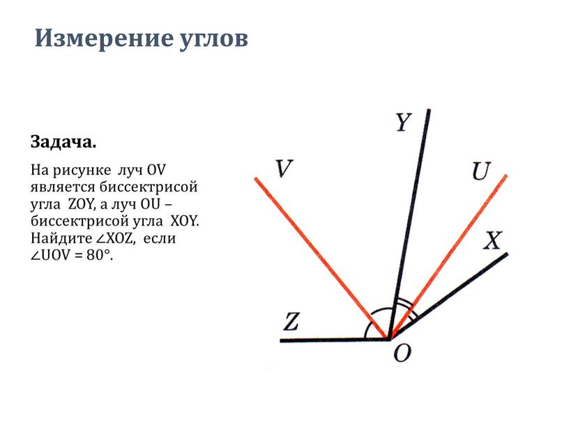 Измерение углов Задача. На рисунке луч