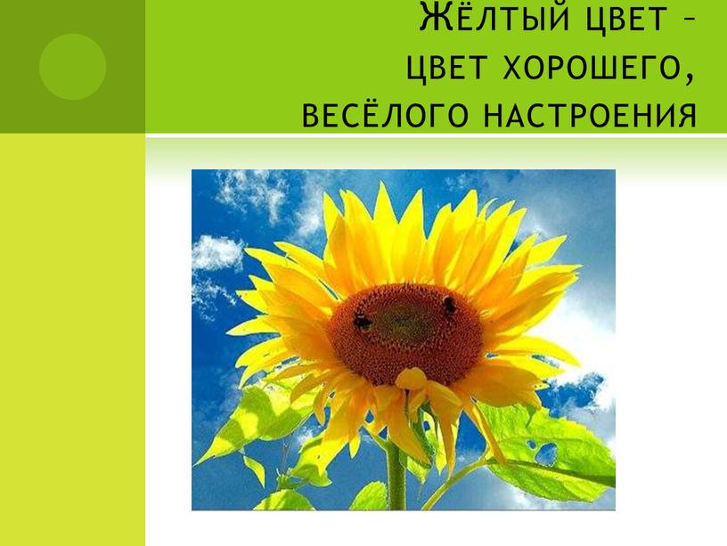 Жёлтый цвет – цвет хорошего, весёлого настроения