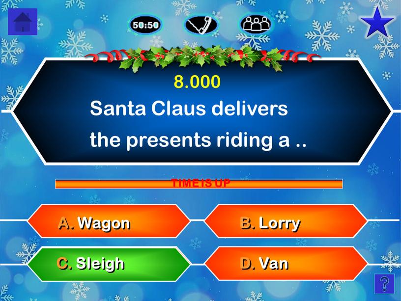 Santa Claus delivers the presents riding a