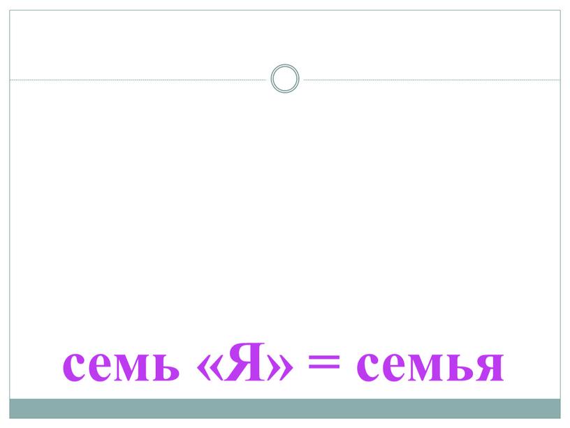 семь «Я» = семья