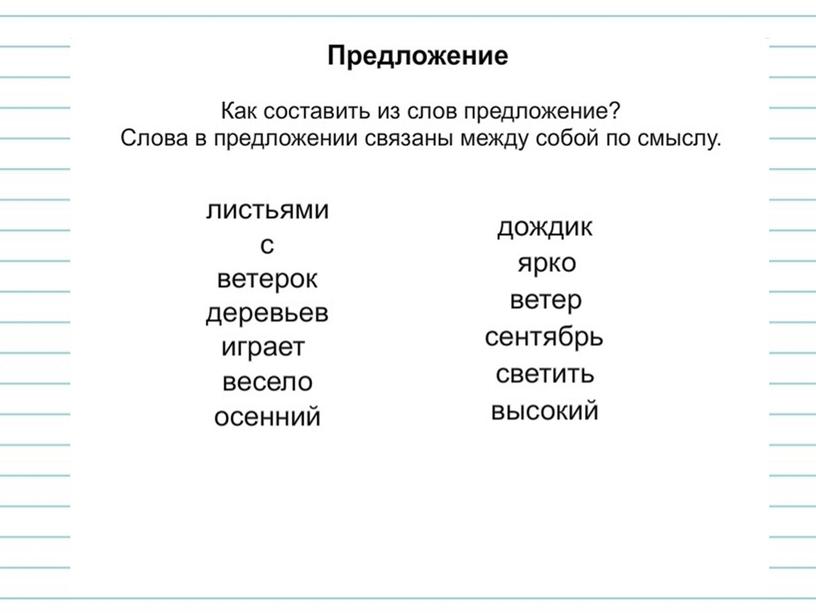 Презентация к уроку русского языка  во 2 классе на тему: "Как из слов составить предложение"