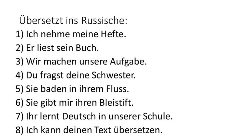 Russische: Ich nehme meine Hefte