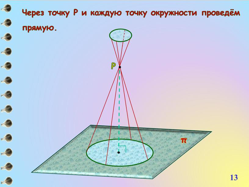 Через точку Р и каждую точку окружности проведём прямую