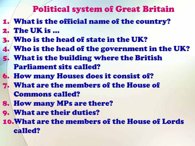 Political system of Great Britain