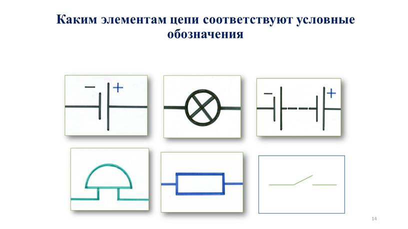 Каким элементам цепи соответствуют условные обозначения 14