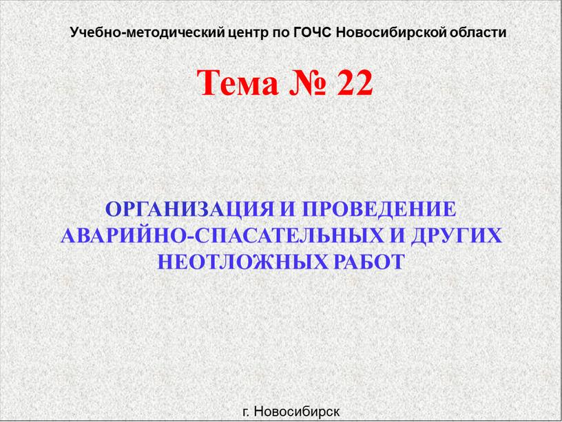 ОРГАНИЗАЦИЯ И ПРОВЕДЕНИЕ АВАРИЙНО-СПАСАТЕЛЬНЫХ