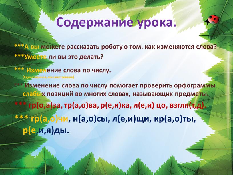 Содержание урока. ***А вы можете рассказать роботу о том